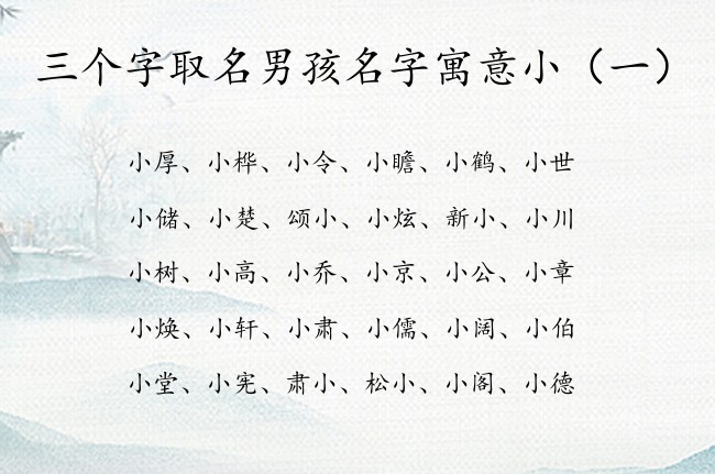 三个字取名男孩名字寓意小 带小的小男孩名字