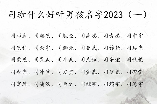 司珈什么好听男孩名字2023 带珈字的男孩名字高分