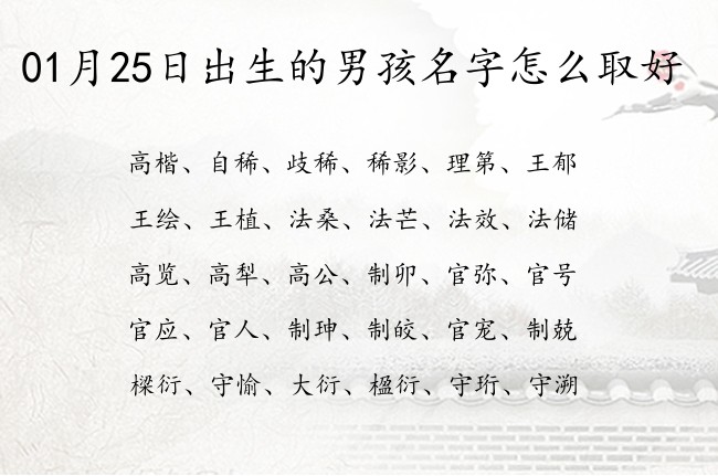 01月25日出生的男孩名字怎么取好 两字男孩名字简单大方帅气