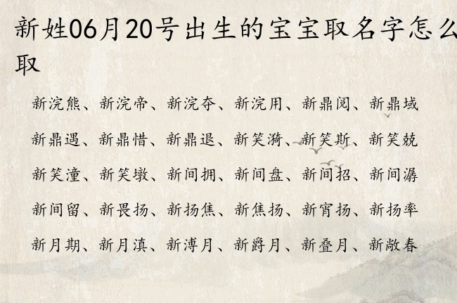 新姓06月20号出生的宝宝取名字怎么取 姓新的宝宝起名字大全2023年