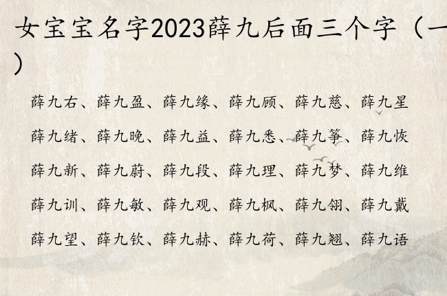 女宝宝名字2023薛九后面三个字 姓薛的女孩名字九