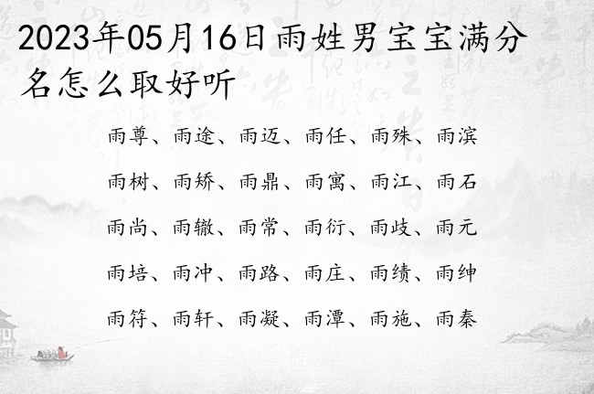 2023年05月16日雨姓男宝宝满分名怎么取好听 姓雨一个字的男孩名字有含义