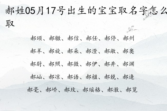 郝姓05月17号出生的宝宝取名字怎么取 郝姓宝宝起名时尚潮流两个字