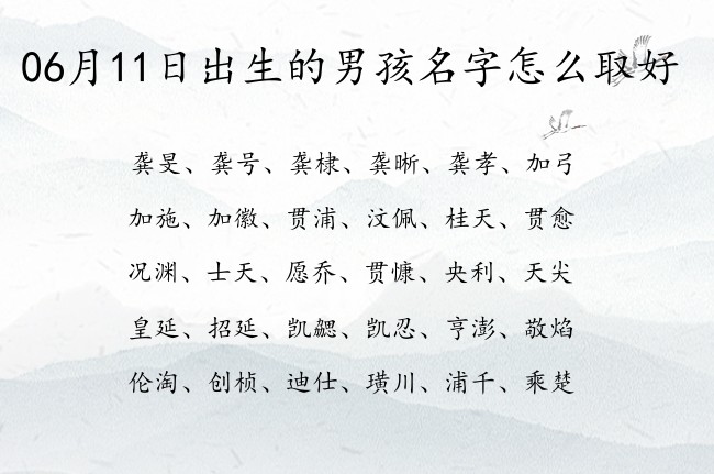 06月11日出生的男孩名字怎么取好 沉稳而有诗意有内涵的男孩名字