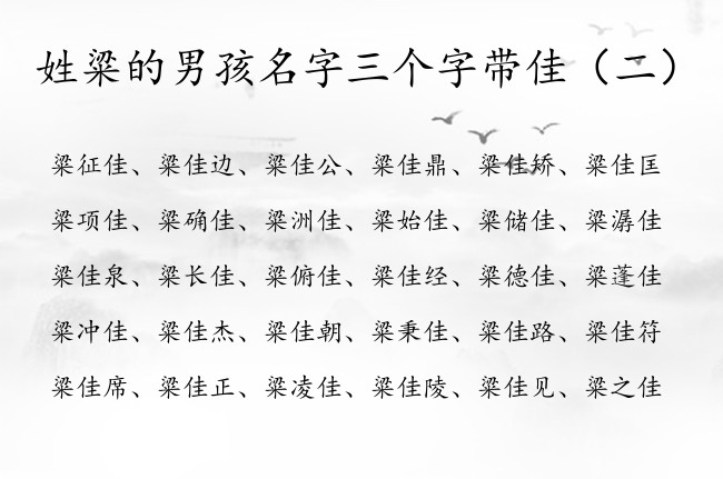 姓粱的男孩名字三个字带佳 粱佳后面加个字的男孩名字