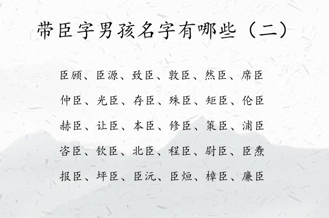 带臣字男孩名字有哪些 与臣结合文雅的男孩名字