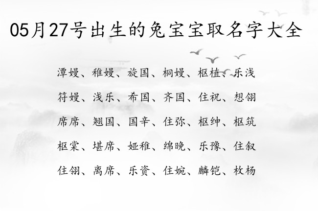 05月27号出生的兔宝宝取名字大全 寓意形容勇敢有毅力的宝宝名字