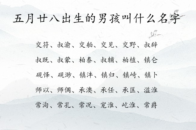 五月廿八出生的男孩叫什么名字 男孩名字很大气的汉字兔宝宝