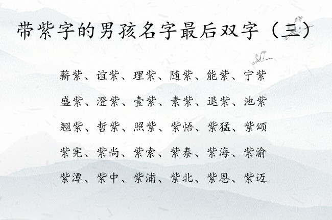 带紫字的男孩名字最后双字 带紫字的高分男孩名字