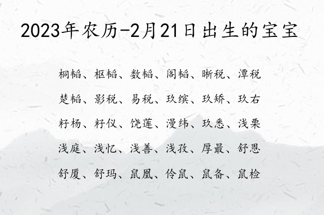 2023年农历-2月21日出生的宝宝 宝宝名字大全好听特别的有寓意