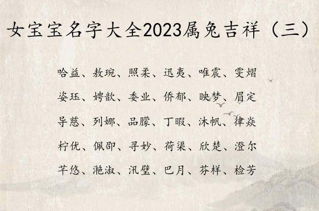 女宝宝名字大全2023属兔吉祥 女宝宝起名用的字