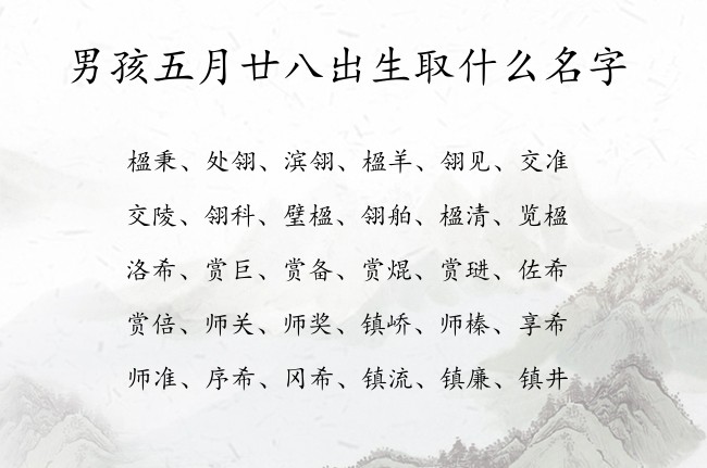 男孩五月廿八出生取什么名字 男孩名字最招财的汉字兔宝宝