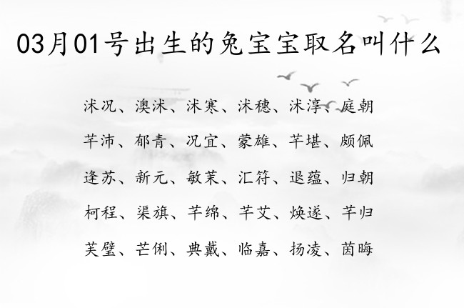 03月01号出生的兔宝宝取名叫什么 宝宝名字带有古风文雅意义的