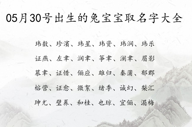 05月30号出生的兔宝宝取名字大全 宝宝名字大全好听成功的有寓意