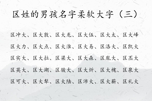 区姓的男孩名字柔软大字 区姓男孩名字大全免费大字辈