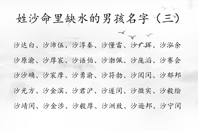 姓沙命里缺水的男孩名字 姓沙名字里带水的男孩名字