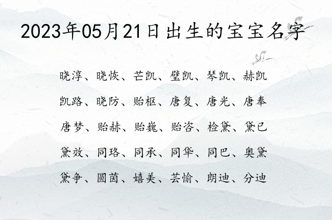 2023年05月21日出生的宝宝名字 宝宝名字大全好听励志的有寓意