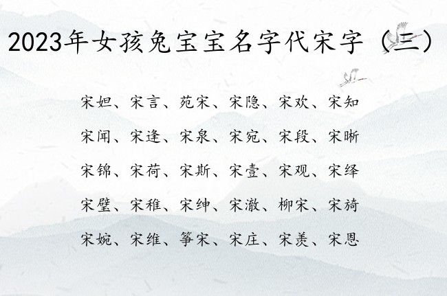 2023年女孩兔宝宝名字代宋字 带宋字尾的女孩名字