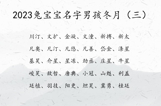 2023兔宝宝名字男孩冬月 男宝宝名字大全稀有点的