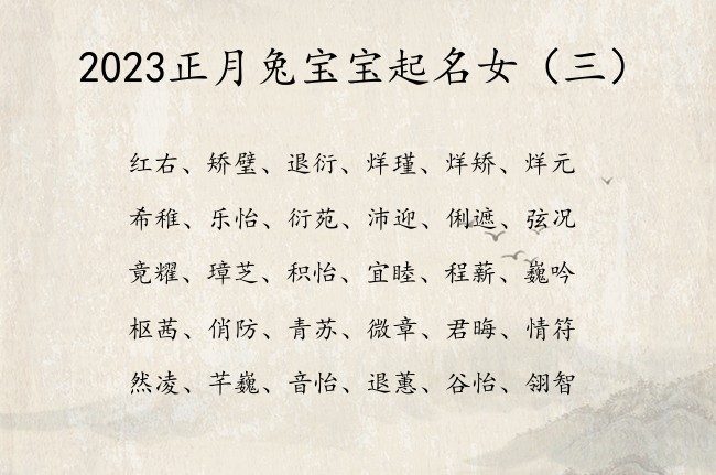 2023正月兔宝宝起名女 2023年正女宝宝名字