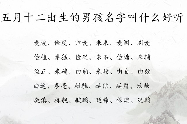 五月十二出生的男孩名字叫什么好听 寓意好听霸气独特的男孩名字兔宝