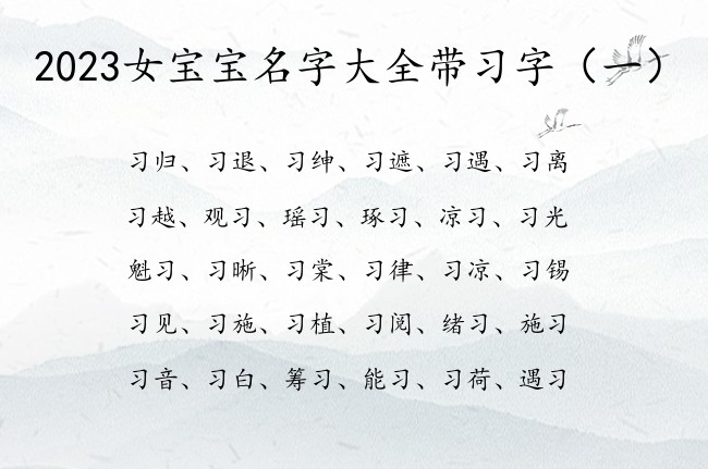 2023女宝宝名字大全带习字 女孩名字习开头的名字