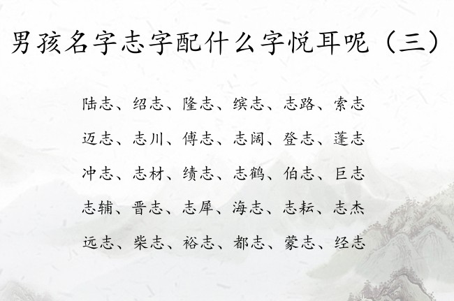 男孩名字志字配什么字悦耳呢 与志字相关的男孩名字