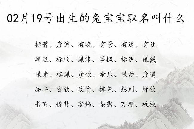 02月19号出生的兔宝宝取名叫什么 宝宝起名100分的名字免费的