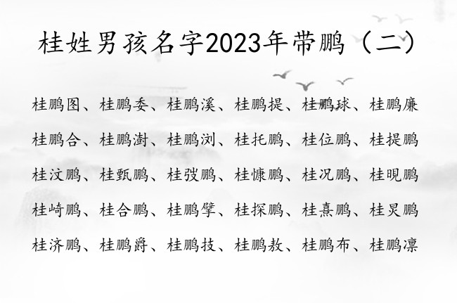 桂姓男孩名字2023年带鹏  姓桂的带鹏的男孩名字