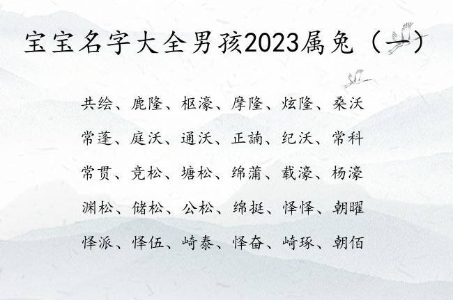 宝宝名字大全男孩2023属兔 最冷门的名字男孩名字