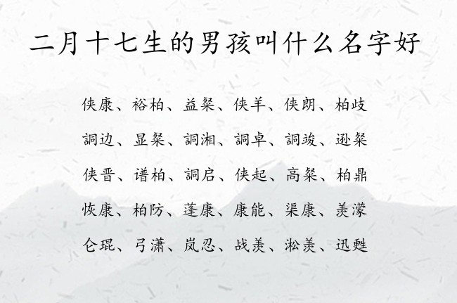 二月十七生的男孩叫什么名字好 男孩名字很霸气的汉字属兔男