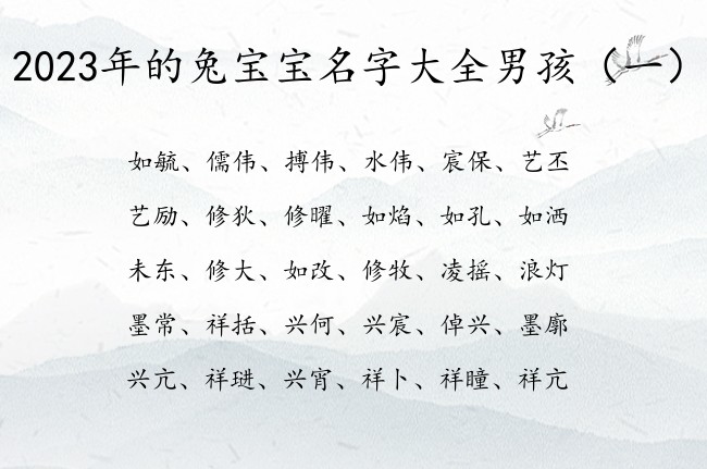 2023年的兔宝宝名字大全男孩 自带独特的男孩名字