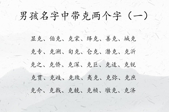 男孩名字中带克两个字 带克字的男孩名字成熟两个字的