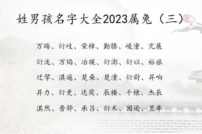 姓男孩名字大全2023属兔 男宝宝名字带什么字好听