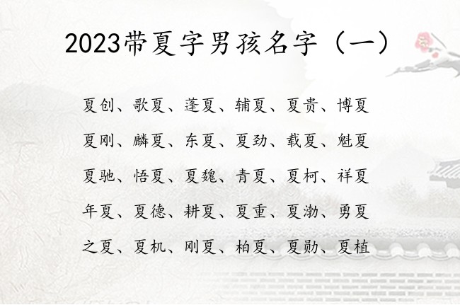 2023带夏字男孩名字 带夏字的男孩名字大全成熟