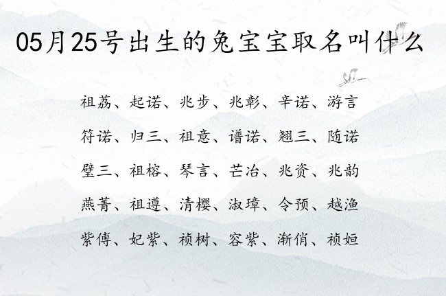 05月25号出生的兔宝宝取名叫什么 寓意前程似锦一帆风顺的宝宝名字