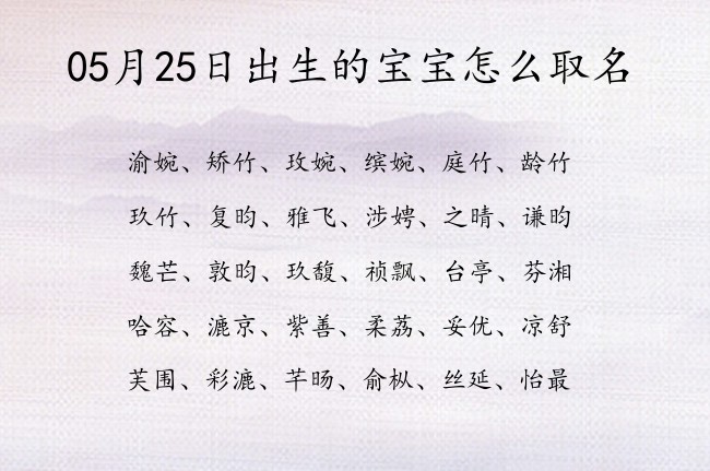 05月25日出生的宝宝怎么取名 寓意超级好听有仙气感的宝宝名字