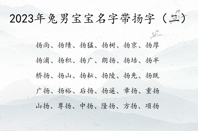 2023年兔男宝宝名字带扬字 带扬名字沙雕男孩名字