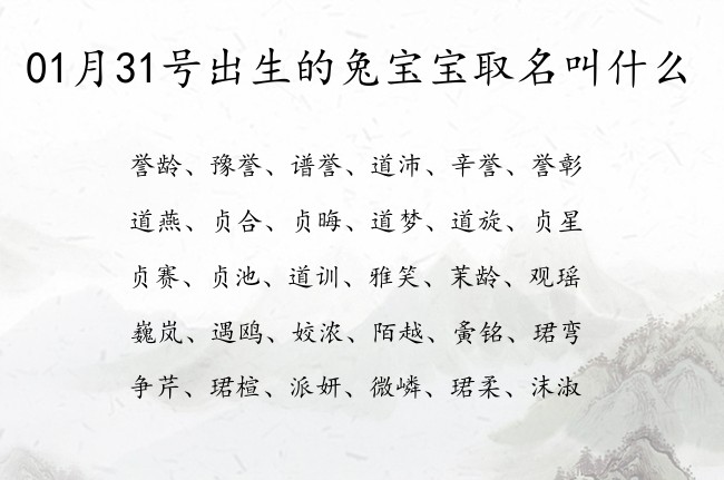 01月31号出生的兔宝宝取名叫什么 宝宝起名大全免费取名100分