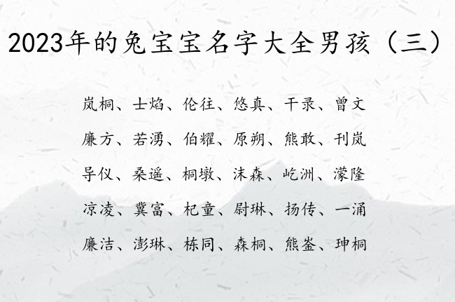 2023年的兔宝宝名字大全男孩 自带独特的男孩名字