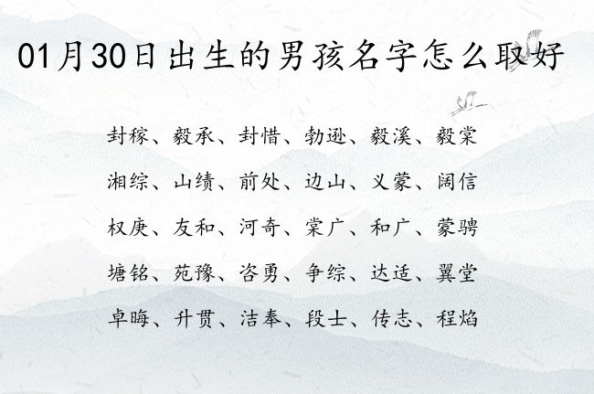 01月30日出生的男孩名字怎么取好 比较表阳光和希望的男孩名字