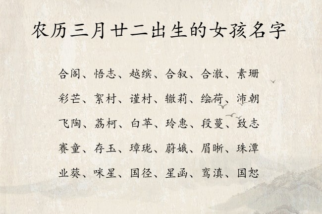 农历三月廿二出生的女孩名字 寓意兔年平安健康吉祥的宝宝名字