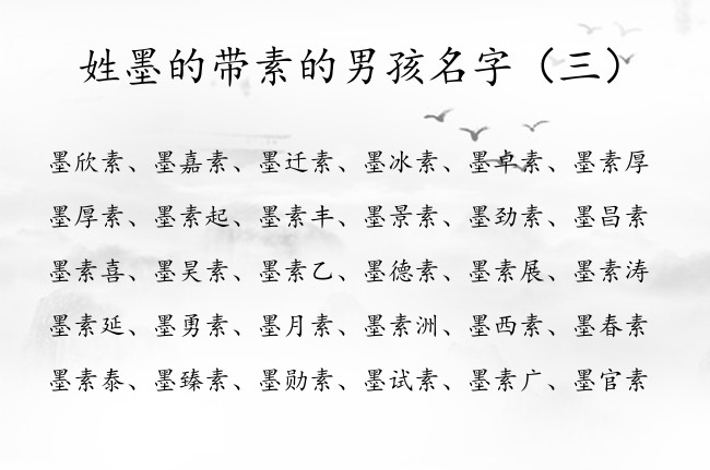 姓墨的带素的男孩名字 姓墨的调皮的男孩名字带素字