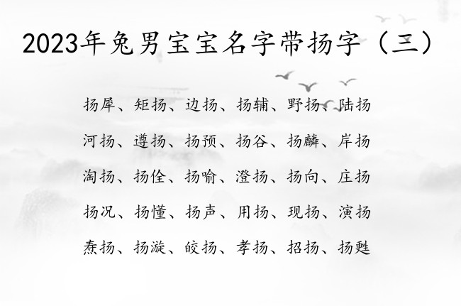 2023年兔男宝宝名字带扬字 带扬名字沙雕男孩名字