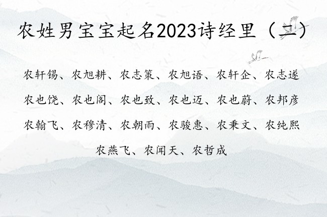 农姓男宝宝起名2023诗经里 男宝宝名字大全诗经