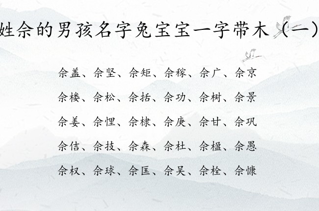 姓佘的男孩名字兔宝宝一字带木 姓佘木命的男孩名字