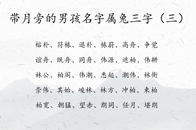 带月旁的男孩名字属兔三字 月旁的男孩名字属兔