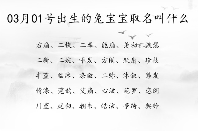 03月01号出生的兔宝宝取名叫什么 宝宝名字带有努力向上意义的