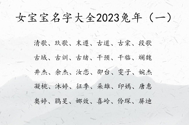 女宝宝名字大全2023兔年 寓意好的女孩名字兔年