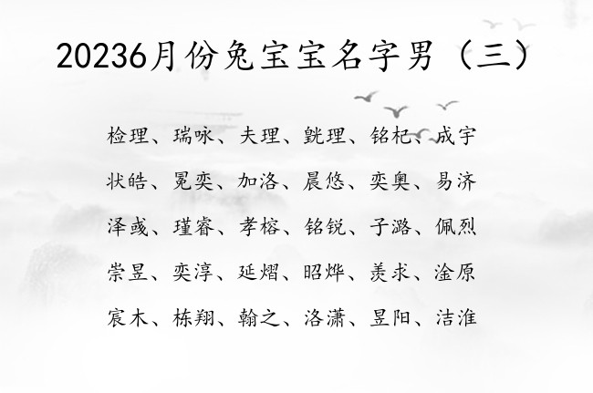 20236月份兔宝宝名字男 6月出生男孩名字叫什么